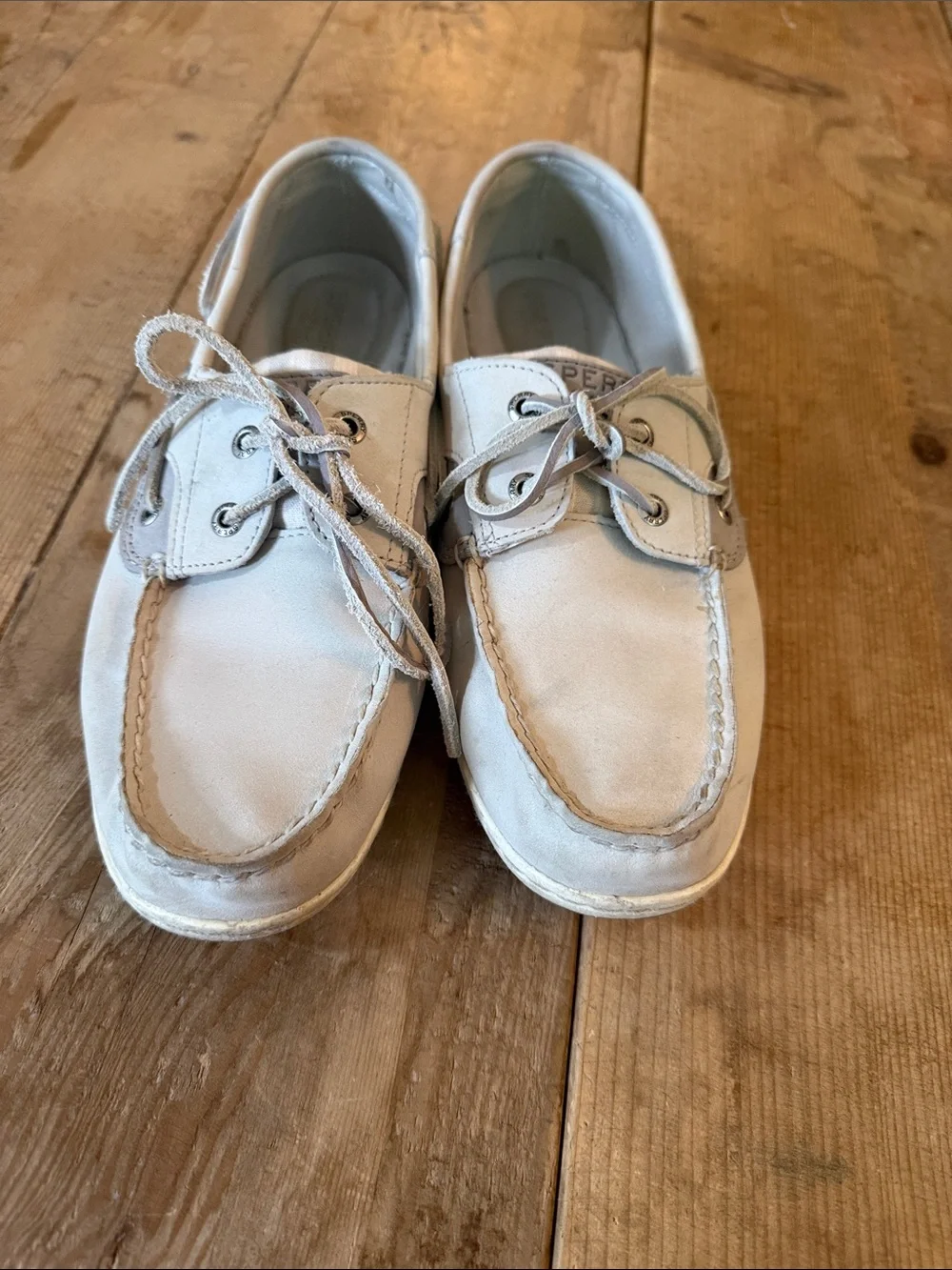 Sperry Men's White Canvas Boat Shoes with Lace Tie